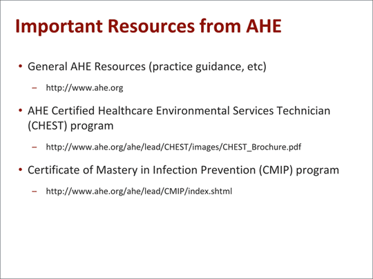 Environmental Services and Infection Prevention