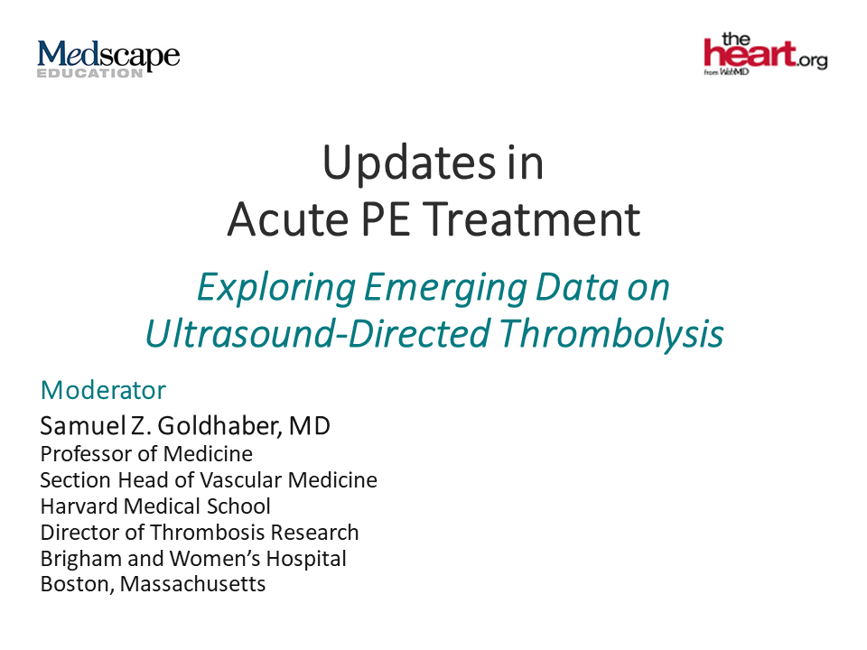 Updates In Acute Pe Emerging Data On Ultrasound Directed Thrombolysis