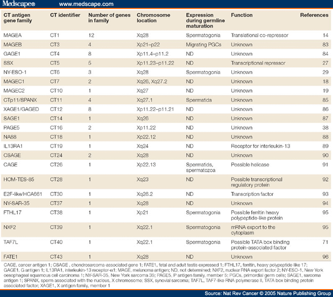 Cancer/Testis Antigens, Gametogenesis and Cancer