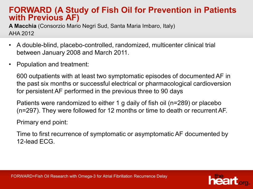 FORWARD (A Study of Fish Oil for Prevention in Patients with Previous AF)