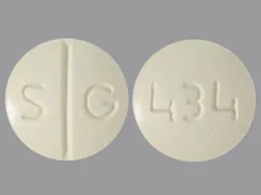 This medicine is a light yellow, round, scored, tablet imprinted with "S G" and "434".