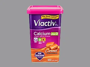 Viactiv 650 mg-12.5 mcg-40 mcg chewable tablet