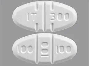 This medicine is a white, oval, multi-scored, tablet imprinted with "IT 300" and "100 100 100".