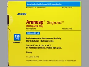Aranesp 150 mcg/0.3 mL (in polysorbate) injection syringe