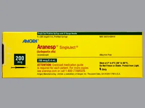 Aranesp 200 mcg/0.4 mL (in polysorbate) injection syringe