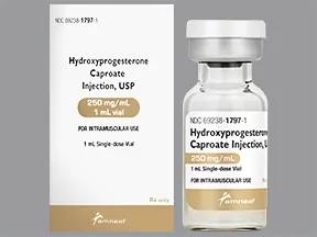 hydroxyprogesterone (PF)(pregnancy preserving) 250 mg/mL (1 mL) IM oil