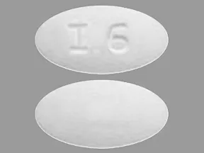 This medicine is a white, oval, film-coated, tablet imprinted with "I 6".