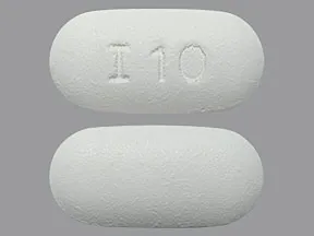 This medicine is a white, oblong, film-coated, tablet imprinted with "I 10".