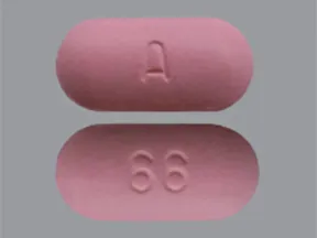 This medicine is a pink, oblong, film-coated, tablet imprinted with "A" and "66".