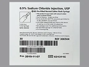 Normal Saline Flush 0.9 % injection syringe