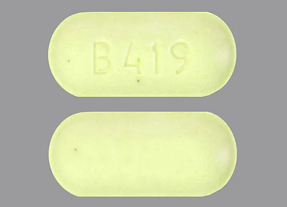 This medicine is a pastel yellow, oblong, tablet imprinted with "B419".