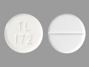 This medicine is a white, round, scored, tablet imprinted with "TL  172".