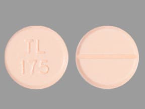 This medicine is a peach, round, scored, tablet imprinted with "TL  175".