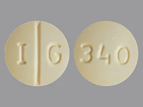 This medicine is a light yellow, round, scored, tablet imprinted with "I G" and "340".
