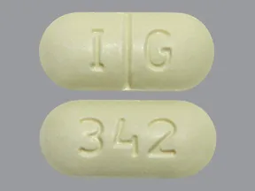 This medicine is a light yellow, oblong, scored, tablet imprinted with "I G" and "342".