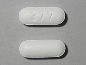This medicine is a white, oblong, film-coated, tablet imprinted with "377".