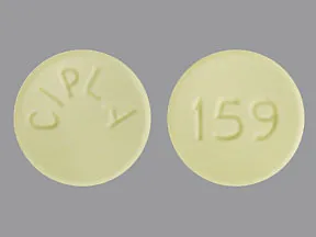 This medicine is a yellow, round, tablet imprinted with "CIPLA" and "159".