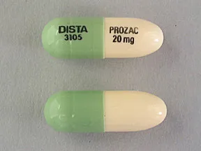 This medicine is a green off-white, oblong, capsule imprinted with "DISTA  3105" and "PROZAC  20 mg".