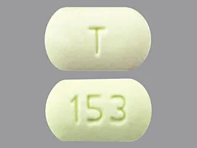 This medicine is a light yellow, oblong, tablet imprinted with "T" and "153".