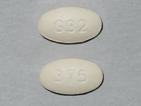 This medicine is a light orange, oval, tablet imprinted with "G32" and "375".