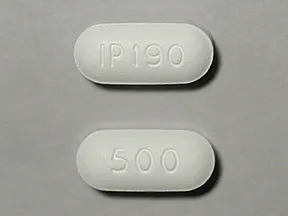This medicine is a white, oblong, tablet imprinted with "IP 190" and "500".