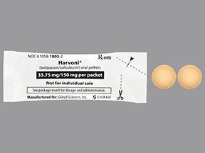 Harvoni 33.75 mg-150 mg oral pellets in packet
