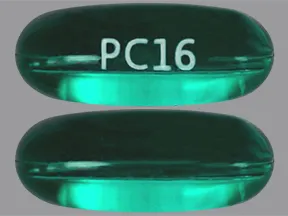 This medicine is a green, oblong, capsule imprinted with "PC16".
