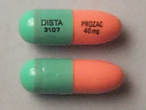 This medicine is a green orange, oblong, capsule imprinted with "DISTA  3107" and "PROZAC  40 mg".