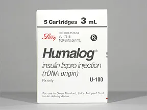 Humalog U-100 Insulin 100 unit/mL subcutaneous cartridge