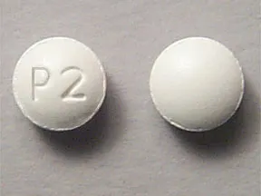 This medicine is a white, round, film-coated, tablet imprinted with "P2".