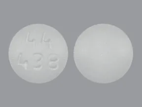 This medicine is a white, round, film-coated, tablet imprinted with "44  438".