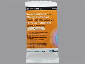 norethin-ethinyl estradiol-iron 0.4 mg-35 mcg(21)/75 mg(7) chew tablet