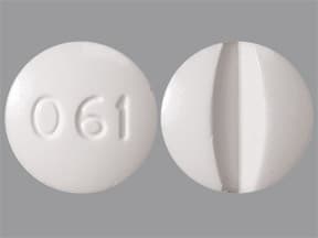 This medicine is a white, round, scored, tablet imprinted with "061".