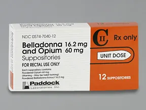 belladonna alkaloids-opium 16.2 mg-60 mg rectal suppository