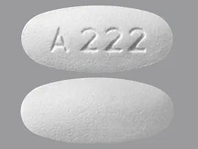 This medicine is a white, oval, film-coated, tablet imprinted with "A222".