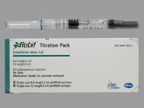 Rebif Titration Pack 8.8 mcg/0.2 mL-22 mcg/0.5 mL subcutaneous syringe