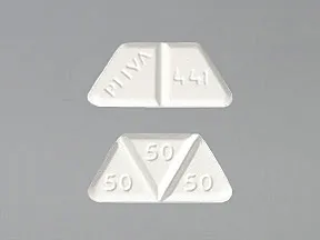 This medicine is a white, trapezoidal, multi-scored, tablet imprinted with "PLIVA 441" and "50 50 50".