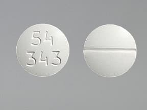 This medicine is a white, round, scored, tablet imprinted with "54  343".