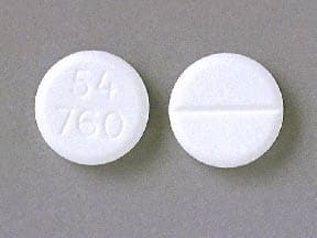 This medicine is a white, round, scored, tablet imprinted with "54  760".