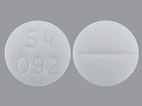 This medicine is a white, round, scored, tablet imprinted with "54  092".