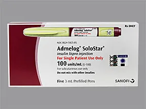 Admelog SoloStar U-100 Insulin lispro 100 unit/mL subcutaneous pen
