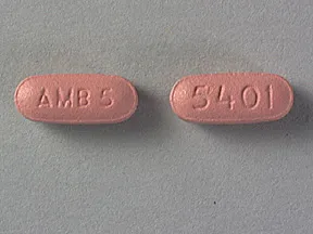 This medicine is a pink, oblong, film-coated, tablet imprinted with "AMB 5" and "5401".