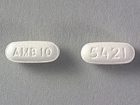 This medicine is a white, oblong, film-coated, tablet imprinted with "AMB 10" and "5421".