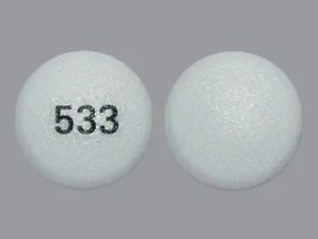 This medicine is a white, round, coated, tablet imprinted with "533".