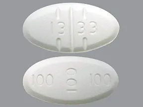 This medicine is a white, oval, multi-scored, tablet imprinted with "13 33" and "100 100 100".