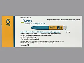 Byetta 5 mcg/dose (250 mcg/mL)1.2 mL subcutaneous pen injector