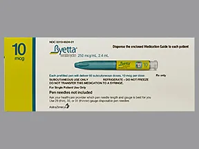 Byetta 10 mcg/dose(250 mcg/mL)2.4 mL subcutaneous pen injector