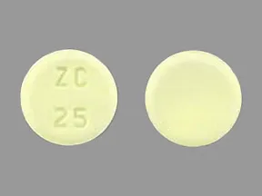 This medicine is a yellow, round, tablet imprinted with "ZC  25".