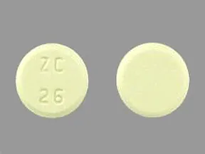 This medicine is a yellow, round, tablet imprinted with "ZC  26".