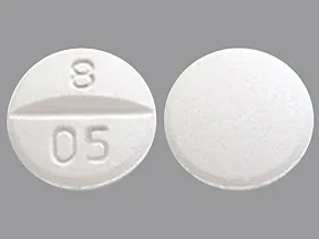 This medicine is a white, round, scored, tablet imprinted with "8  05".